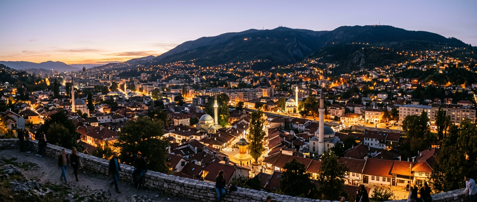 Sarajevo at dusk from the Yellow Fortress